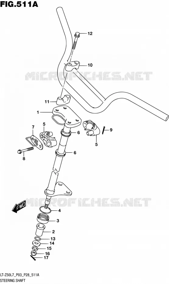 COLONNE DE DIRECTION Suzuki QUAD 50 QUADSPORT 2017  LT-Z50 L7 (P03,P28,P33)