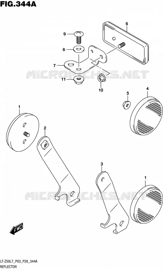 REFLECTEUR (LT-Z50L7 P28) Suzuki QUAD 50 QUADSPORT 2017  LT-Z50 L7 (P03,P28,P33)