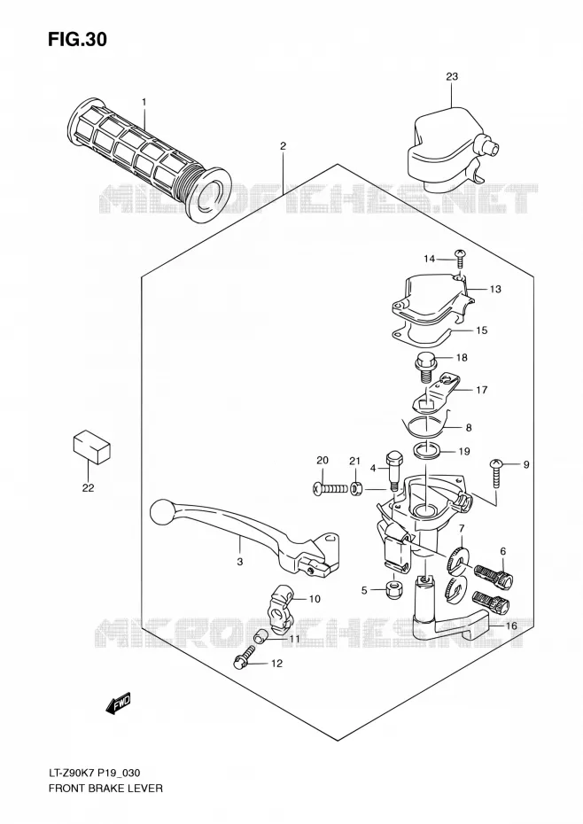 LEVIER DE FREIN AVANT Suzuki QUAD 90 QUADSPORT 2010  LT-Z90 L0/LT-Z90Z L0 (P19)