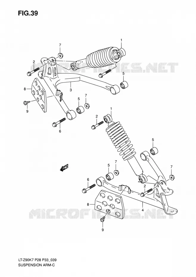 AMORTISSEUR - TRIANGLES Suzuki QUAD 90 QUADSPORT 2010  LT-Z90 L0/LT-Z90Z L0 (P28,P33)