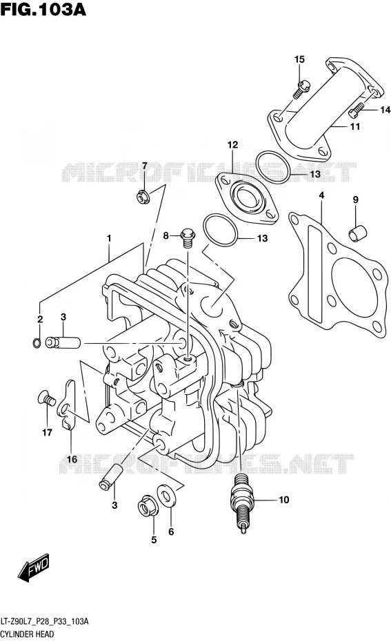 CULASSE Suzuki QUAD 90 QUADSPORT 2017  LT-Z90 L7 (P03,P28,P33)