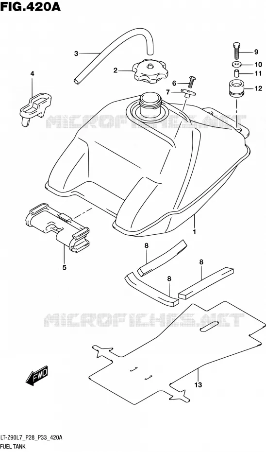 RESERVOIR D'ESSENCE Suzuki QUAD 90 QUADSPORT 2017  LT-Z90 L7 (P03,P28,P33)