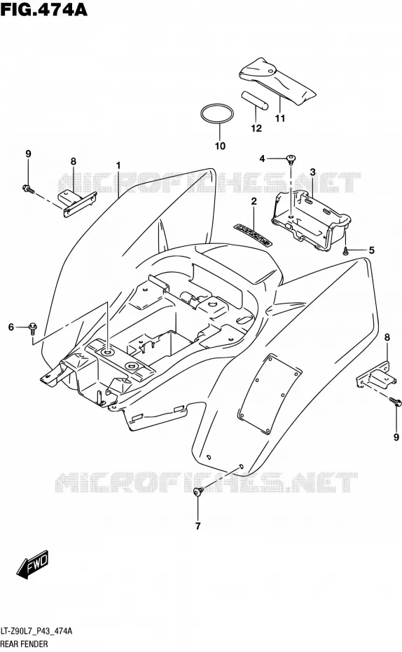 GARDE BOUE ARRIERE Suzuki QUAD 90 QUADSPORT 2017  LT-Z90 L7 (P43)