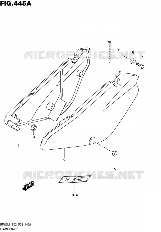 CARENAGES ARRIERE (RM85L7 P03) Suzuki MOTO 85 RM 2017  RM85 L7 (P03 P28)