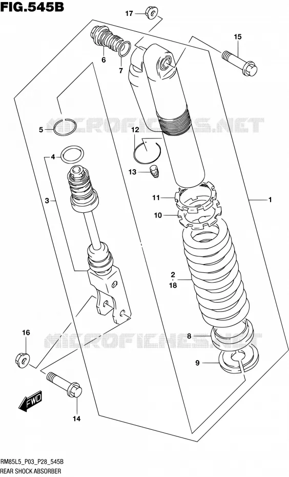 AMORTISSEUR ARRIERE (RM85L5 P28) Suzuki MOTO 85 RM 1992  RM85L L5 (P03,P28,P33)