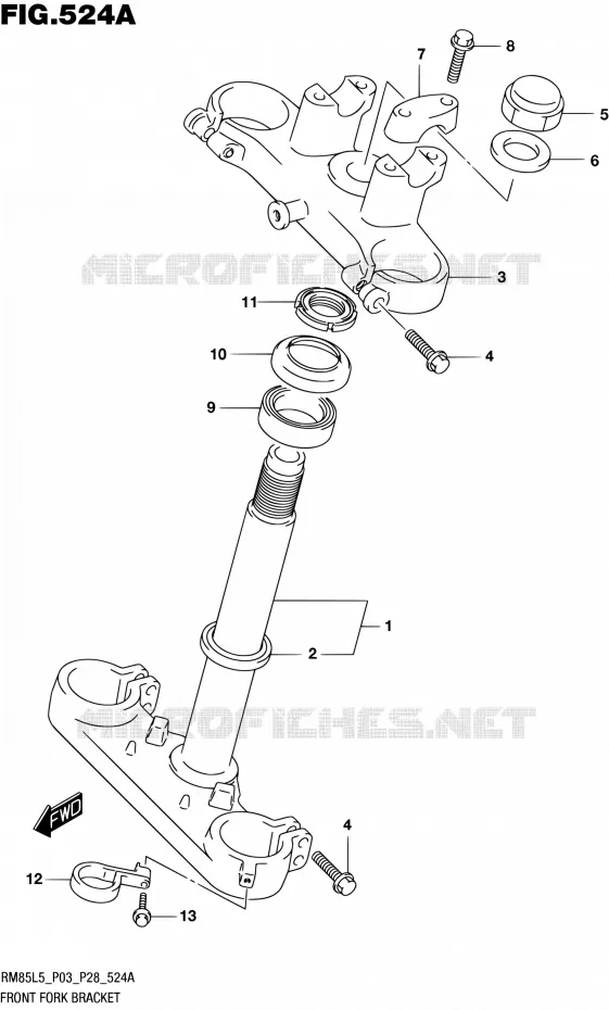 COLONNE DE DIRECTION Suzuki MOTO 85 RM 1992  RM85L L5 (P03,P28,P33)