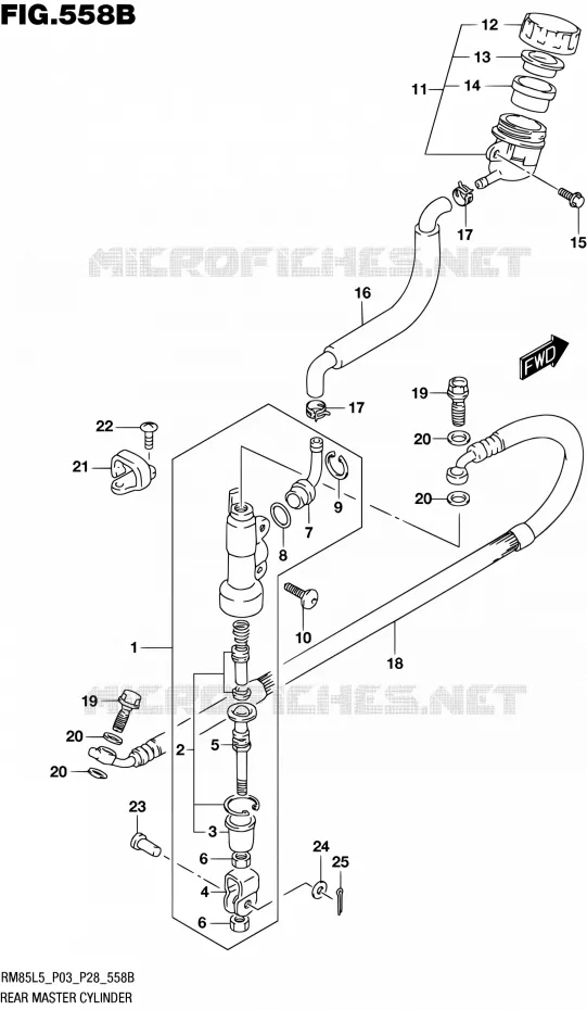 MAITRE CYLINDRE ARRIERE (RM85L5 P28) Suzuki MOTO 85 RM 1992  RM85L L5 (P03,P28,P33)