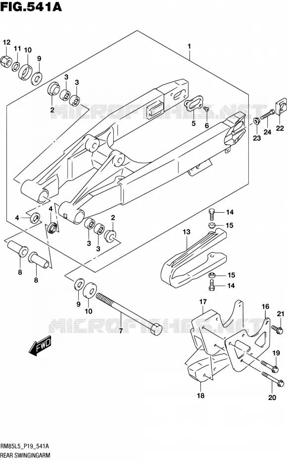 BRAS OSCILLANT ARRIERE (RM85L5 P19) Suzuki MOTO 85 RM 1995  RM85L L5 (P19)