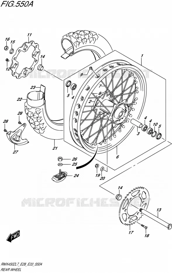 ROUE ARRIERE Suzuki MOTO 450 RMX 2017  RMX450Z L7 (E28,E33)