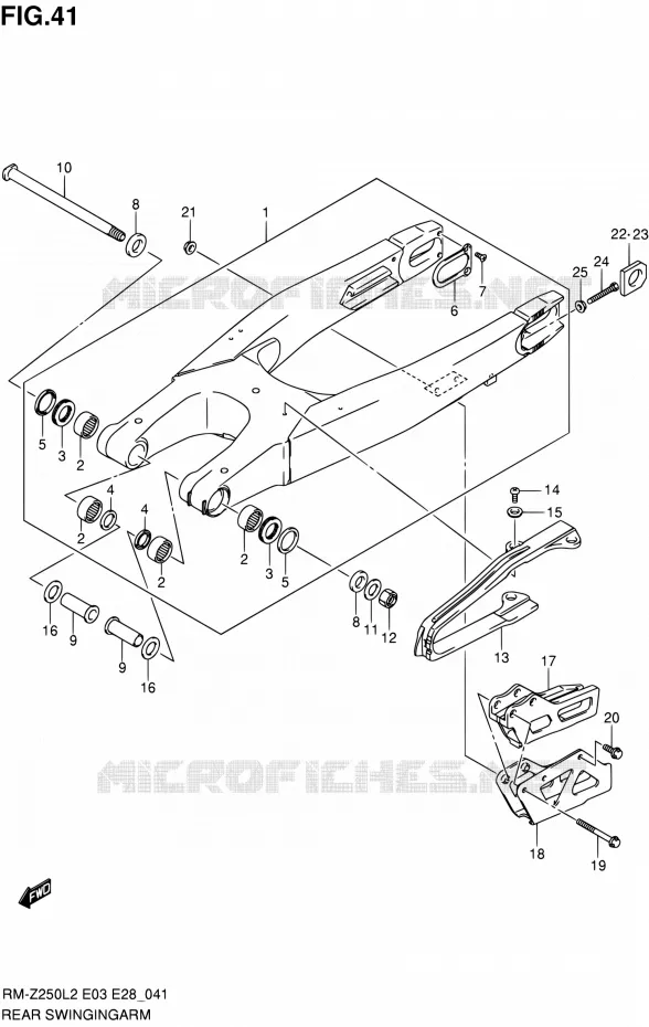BRAS OSCILLANT ARRIERE Suzuki MOTO 250 RM-Z 2012  RM-Z250 L2 (E03,E28,E33)