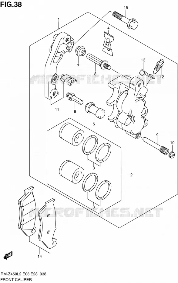 ETRIER DE FREIN AVANT Suzuki MOTO 450 RM-Z 2012  RM-Z450 L2 (E03,E28,E33)