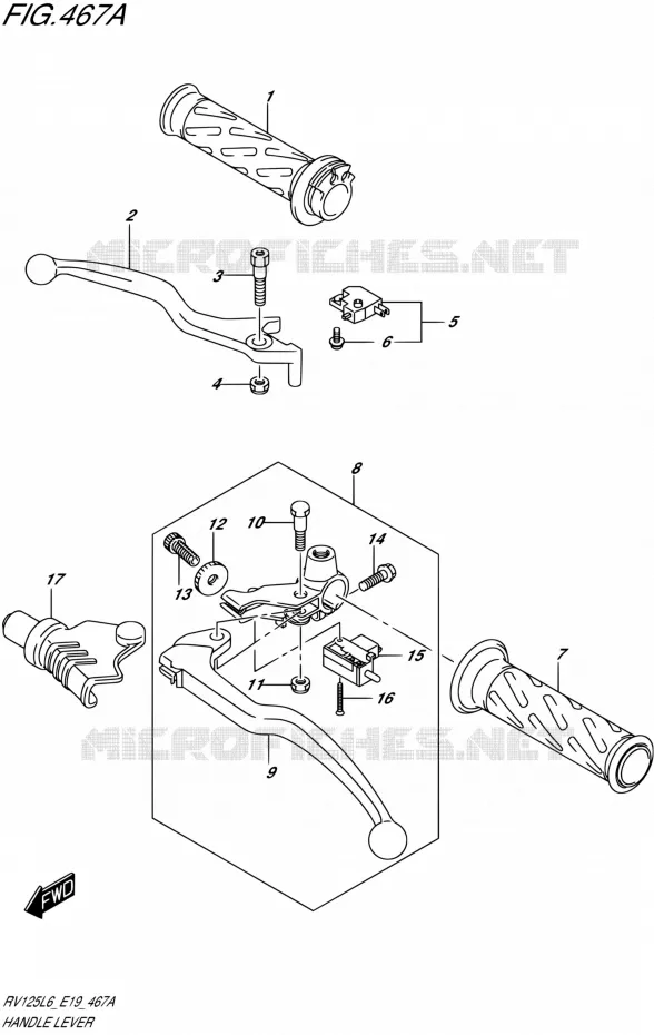 ENSEMBLE LEVIERS - POIGNEES Suzuki MOTO 125 VAN-VAN 2016  RV125 L6 (E19)