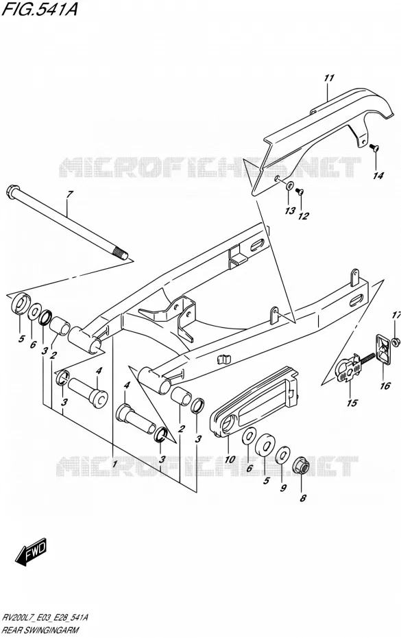 BRAS OSCILLANT ARRIERE Suzuki MOTO 200 VAN-VAN 2017  RV200 L7 (E03,E28)