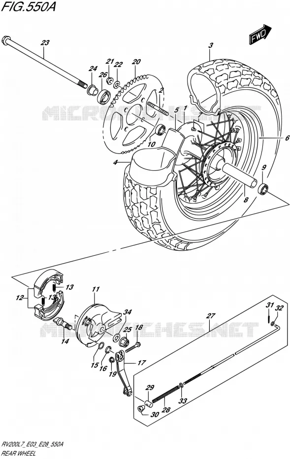 ROUE ARRIERE Suzuki MOTO 200 VAN-VAN 2017  RV200 L7 (E03,E28)