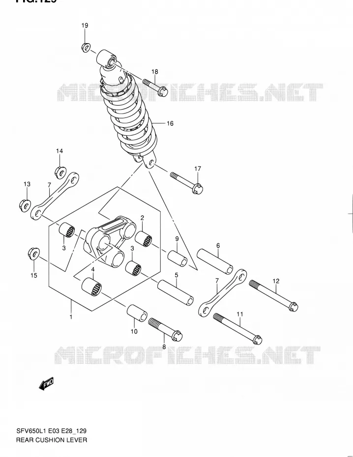 BIELLETTE D'AMORTISSEUR (SFV650L1 E03) Suzuki MOTO 650 GLADIUS 2011  SFV650A L1 (E03,E28,E33)