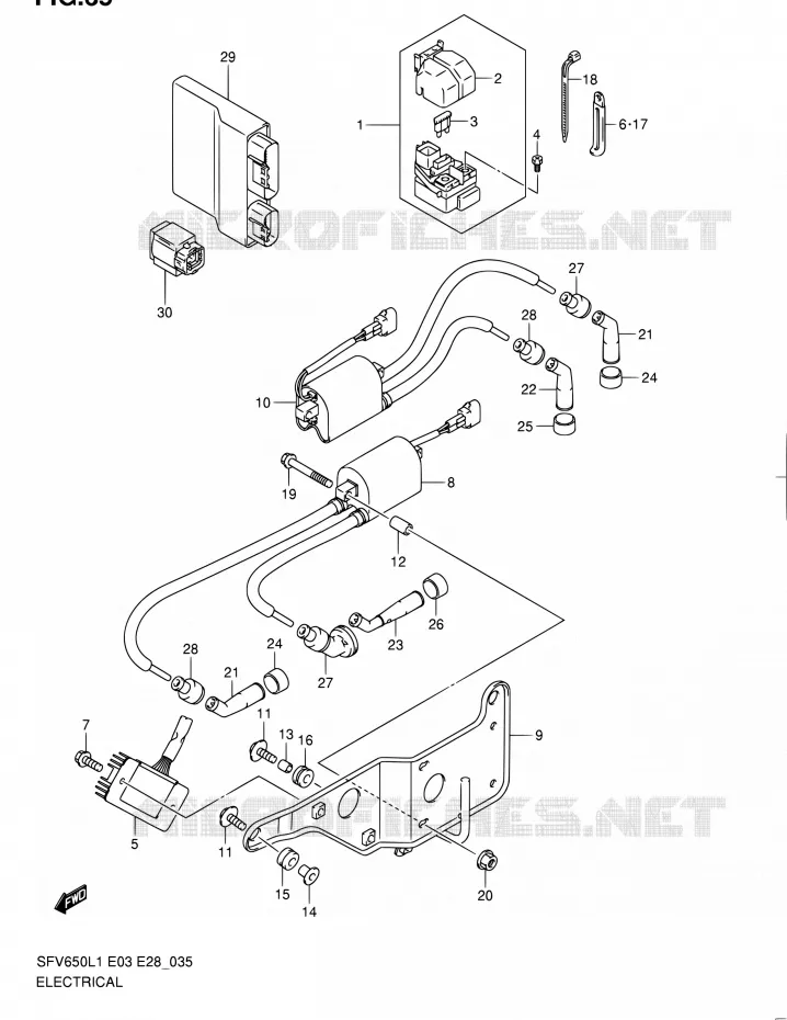 PARTIE ELECTRIQUE (SFV650L1 E03) Suzuki MOTO 650 GLADIUS 2011  SFV650A L1 (E03,E28,E33)