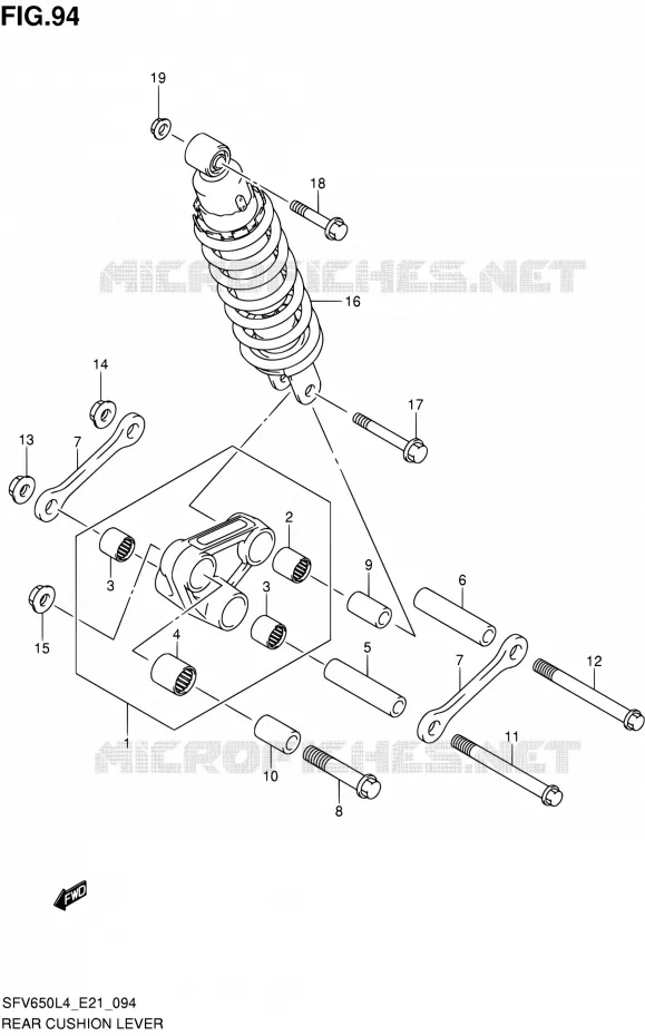 BIELLETTE D'AMORTISSEUR (SFV650L4 E21) Suzuki MOTO 650 GLADIUS 2015  SFV650A L4 (E21)