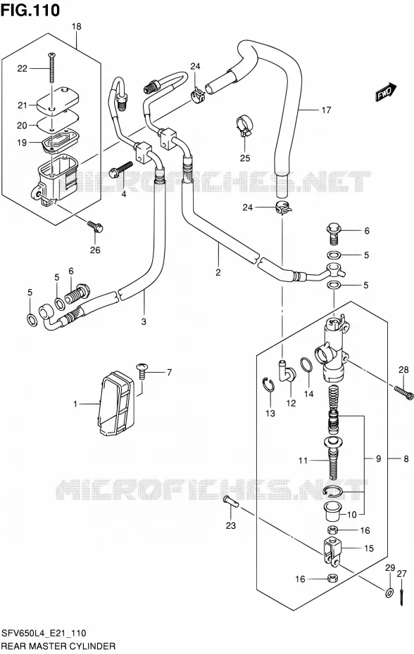 MAITRE CYLINDRE ARRIERE (SFV650UAL4 E21) Suzuki MOTO 650 GLADIUS 2015  SFV650A L4 (E21)