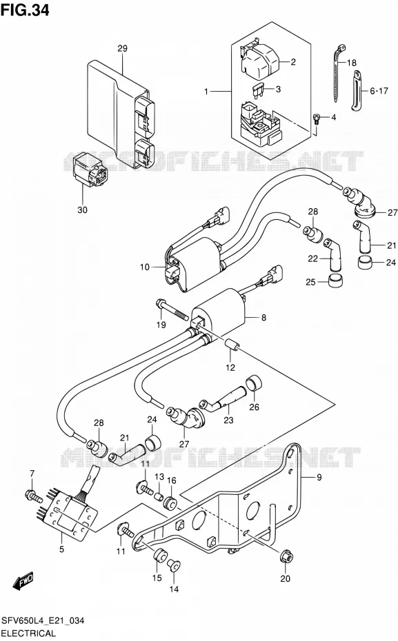 PARTIE ELECTRIQUE (SFV650AL4 E21) Suzuki MOTO 650 GLADIUS 2014  SFV650A L4 (E21)