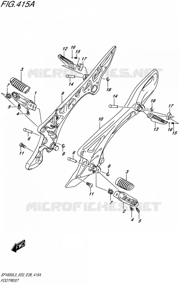 REPOSE PIED Suzuki MOTO 650 GLADIUS 2015  SFV650A L5 (E03,E28,E33)