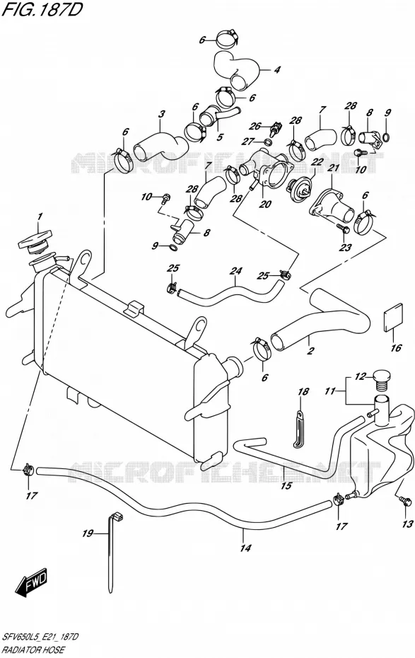DURITE DE RADIATEUR (SFV650UAL5 E21) Suzuki MOTO 650 GLADIUS 2015  SFV650A L5 (E21)