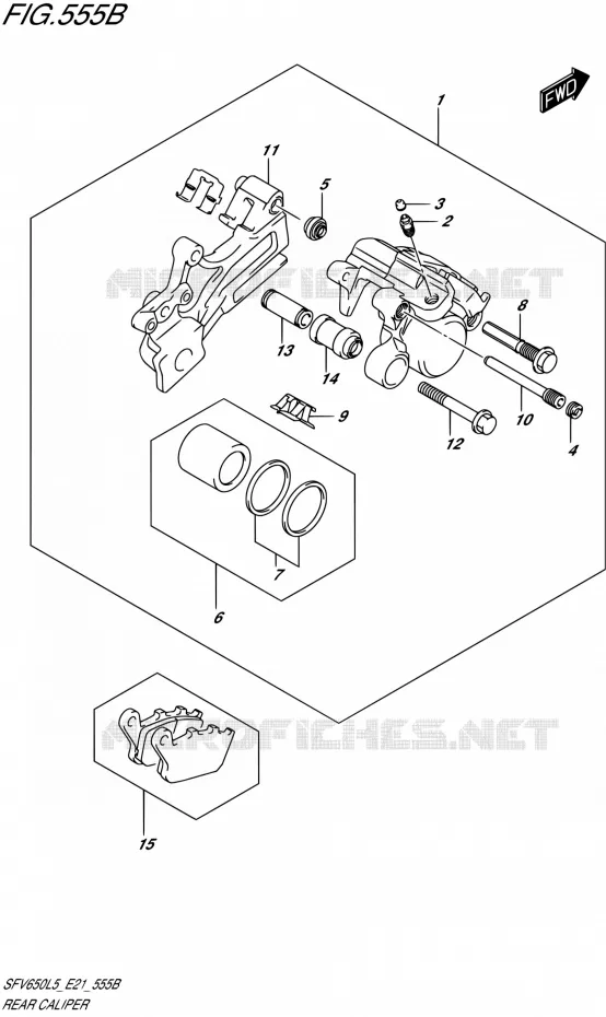 ETRIER DE FREIN ARRIERE (SFV650AL5 E21) Suzuki MOTO 650 GLADIUS 2015  SFV650A L5 (E21)