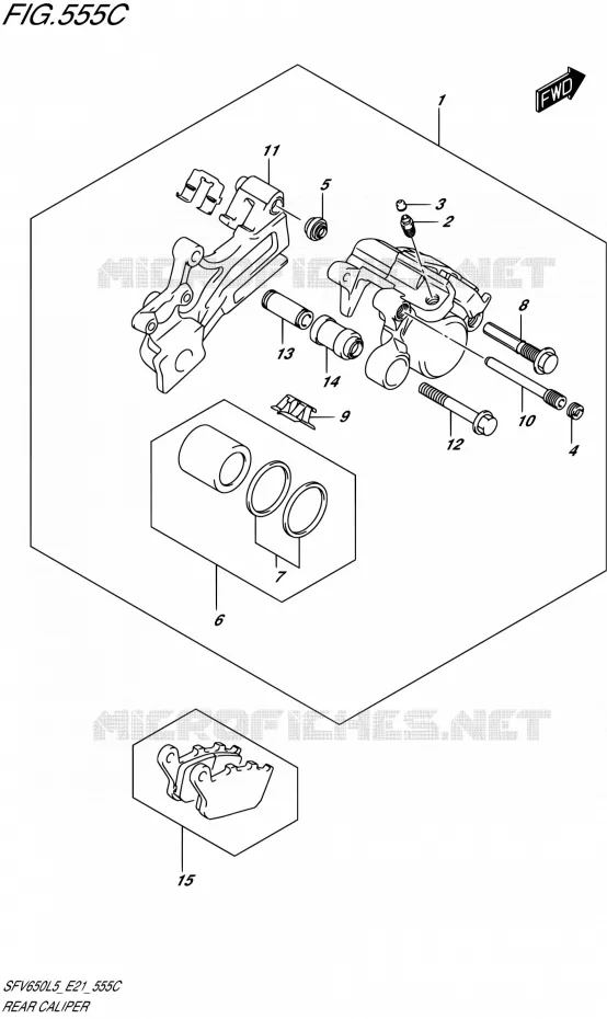 ETRIER DE FREIN ARRIERE (SFV650UL5 E21) Suzuki MOTO 650 GLADIUS 2015  SFV650A L5 (E21)