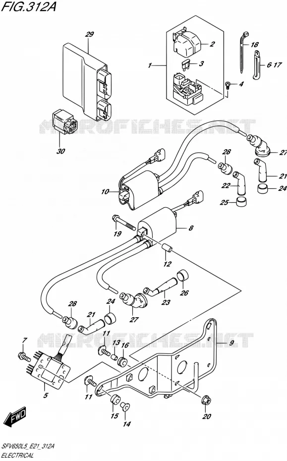 PARTIE ELECTRIQUE (SFV650L5 E21) Suzuki MOTO 650 GLADIUS 2015  SFV650A L5 (E21)