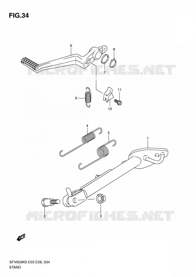 BEQUILLE Suzuki MOTO 650 GLADIUS 2010  SFV650 L0 (E03,E28,E33)