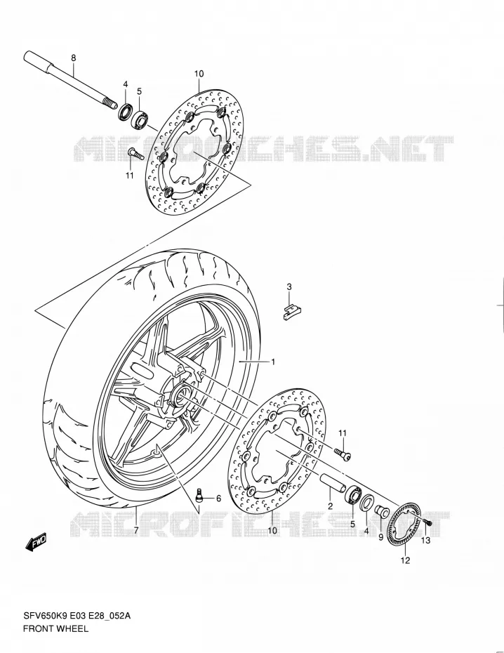 ROUE AVANT (SFV650AL0) Suzuki MOTO 650 GLADIUS 2010  SFV650 L0 (E03,E28,E33)