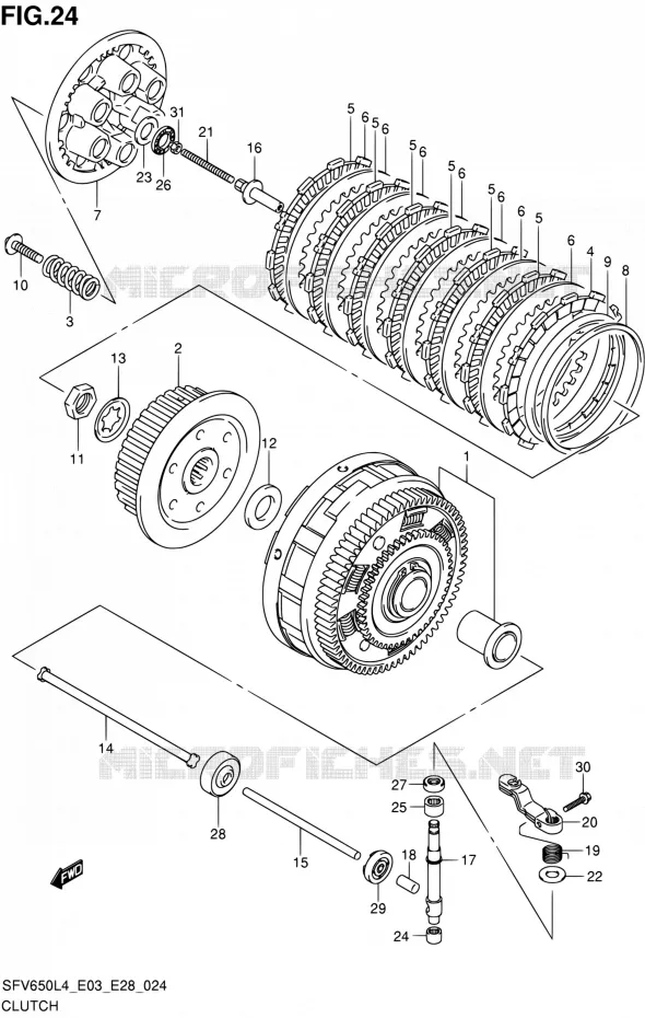 EMBRAYAGE Suzuki MOTO 650 GLADIUS 2014  SFV650 L4 (E03,E28,E33)
