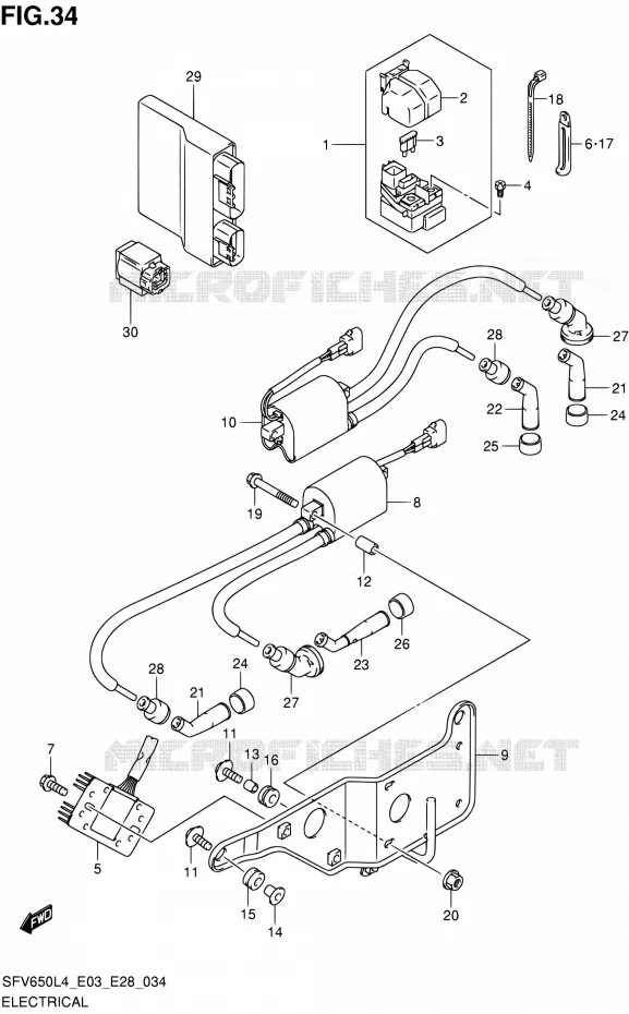 PARTIE ELECTRIQUE (SFV650L4 E03) Suzuki MOTO 650 GLADIUS 2014  SFV650 L4 (E03,E28,E33)