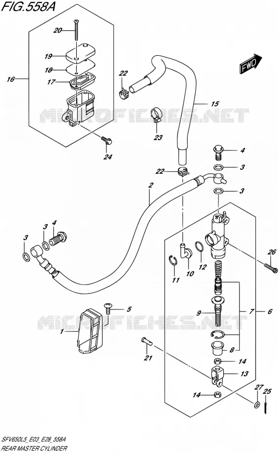 MAITRE CYLINDRE ARRIERE (SFV650L5 E03) Suzuki MOTO 650 GLADIUS 2015  SFV650 L5 (E03,E28,E33)