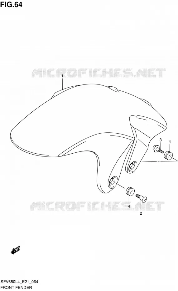GARDE BOUE AVANT Suzuki MOTO 650 GLADIUS 2014  SFV650UA L4 (E21)
