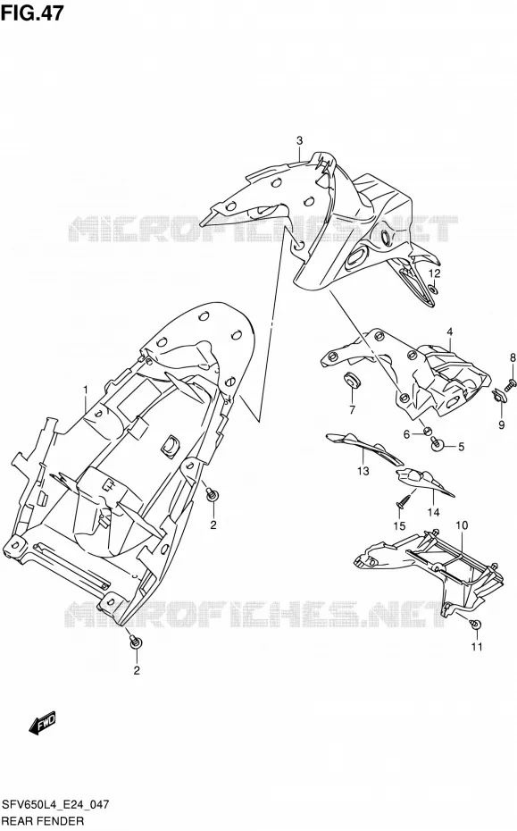 GARDE BOUE ARRIERE Suzuki MOTO 650 GLADIUS 2014  SFV650U L4 (E24)