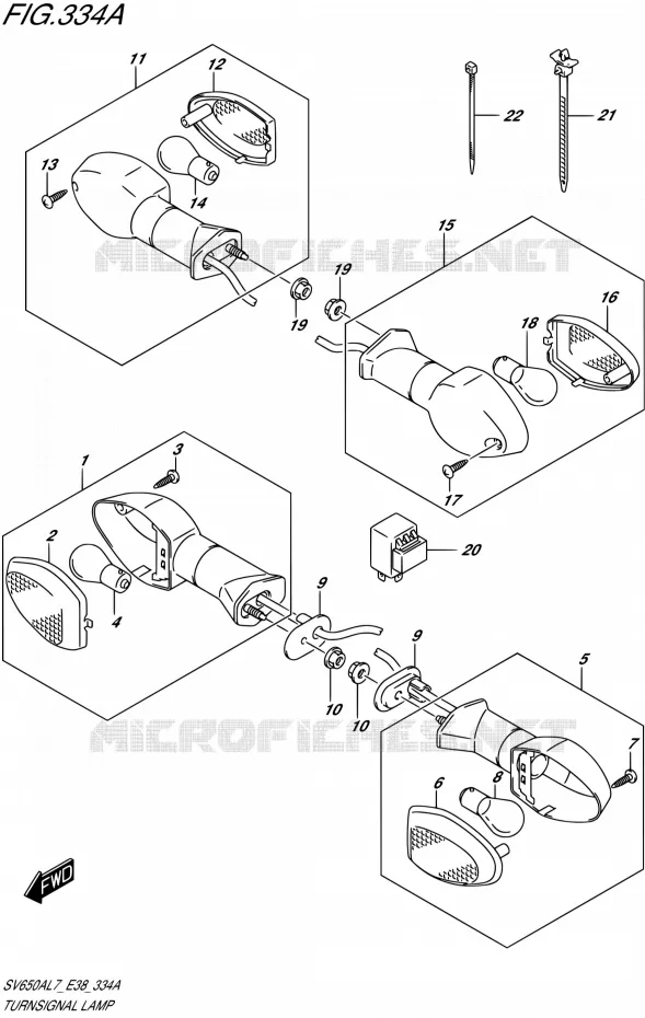 CLIGNOTANTS Suzuki MOTO 650 SV 2017  SV650A L7 (E38)