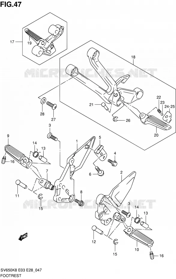 REPOSE PIED Suzuki MOTO 650 SV-S 2010  SV650SA L0 (E03,E28,E33)
