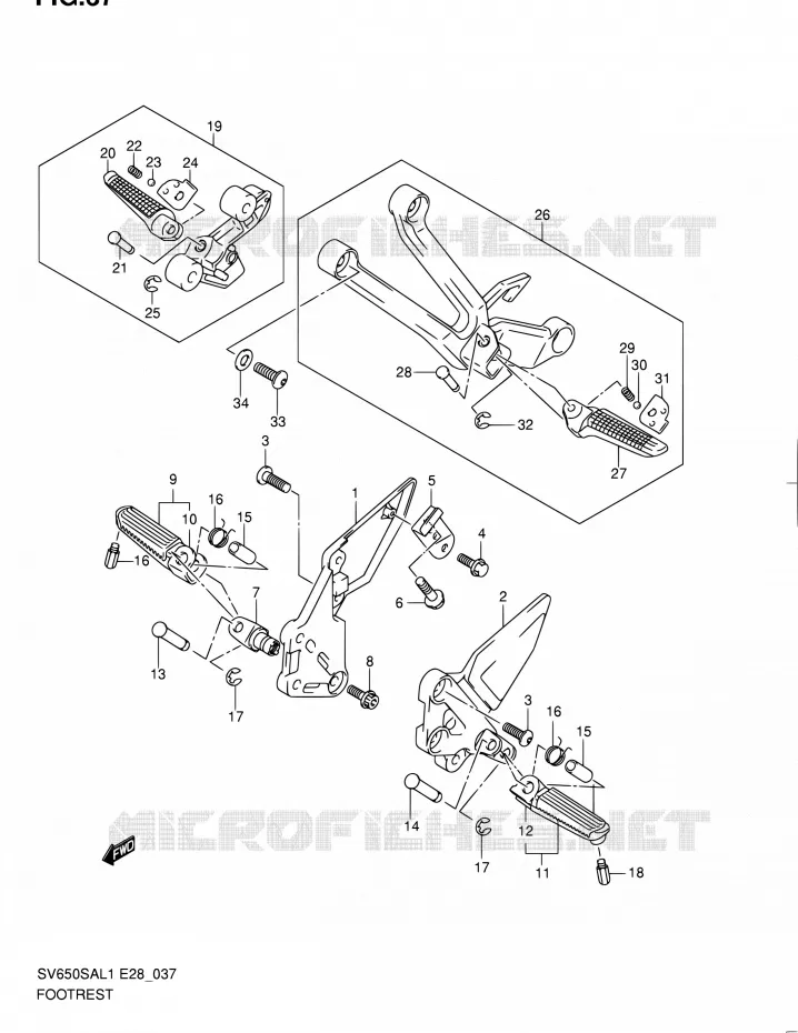 REPOSE PIED Suzuki MOTO 650 SV-S 2011  SV650SA L1 (E03,E28,E33)