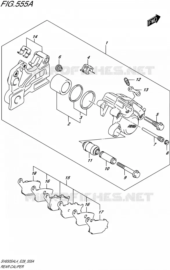 ETRIER DE FREIN ARRIERE Suzuki MOTO 650 SV 2014  SV650SA L4 (E03,E28,E33)