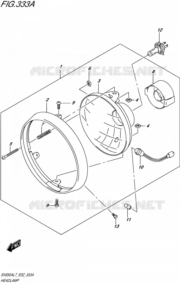 PHARE (SV650AL7 E02) Suzuki MOTO 650 SV 2017  SV650UA L7 (E02)