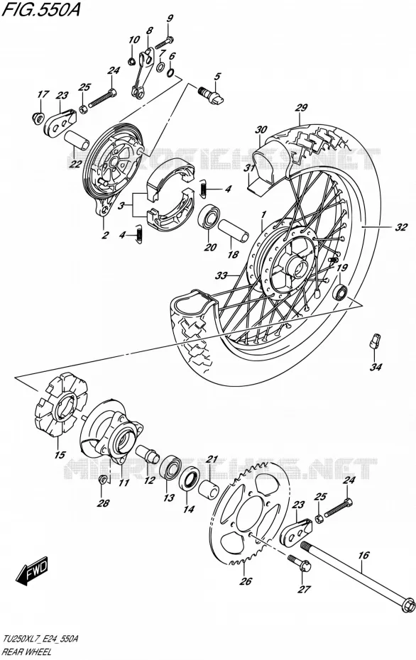 ROUE ARRIERE Suzuki MOTO 250 TU 2017  TU250X L7 (E24)