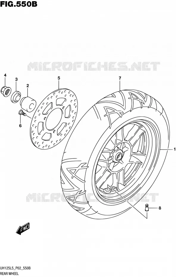 ROUE ARRIERE (UH125L5 P04) Suzuki SCOOTER 125 BURGMAN 2015  UH125 L5 (P19)