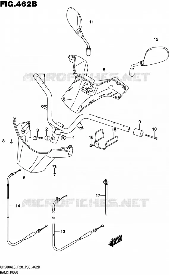 GUIDON (UH200AL6 P33) Suzuki SCOOTER 200 BURGMAN 2016  UH200A L6 (P28,P33)