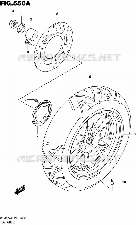 ROUE ARRIERE Suzuki SCOOTER 200 BURGMAN 2016  UH200A L6 (P51)