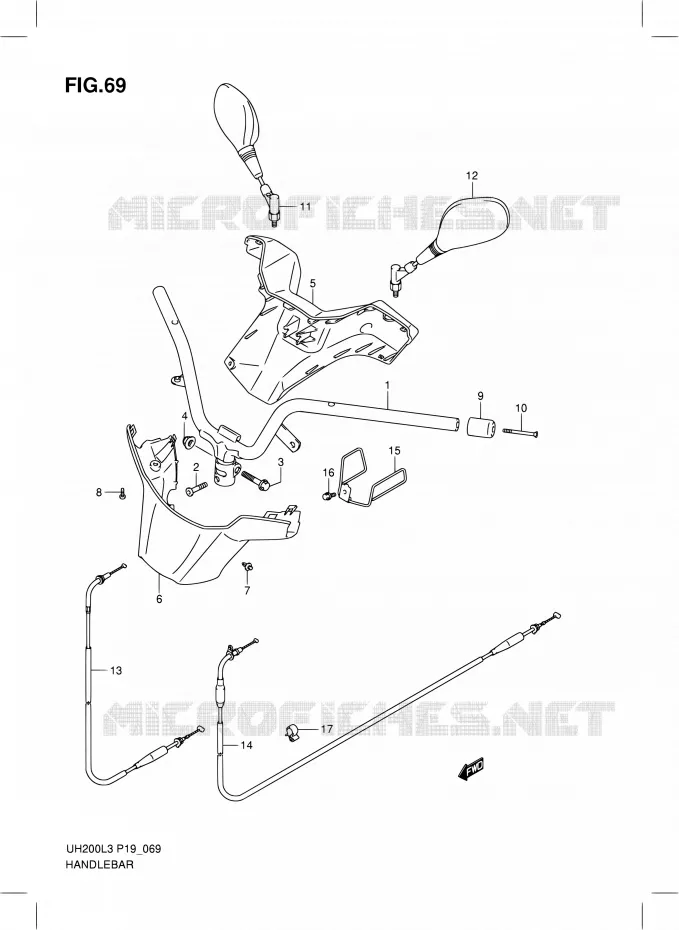 GUIDON (UH200GL3 P19) Suzuki SCOOTER 200 BURGMAN 2013  UH200 L3/UH200Z L3 (P19)