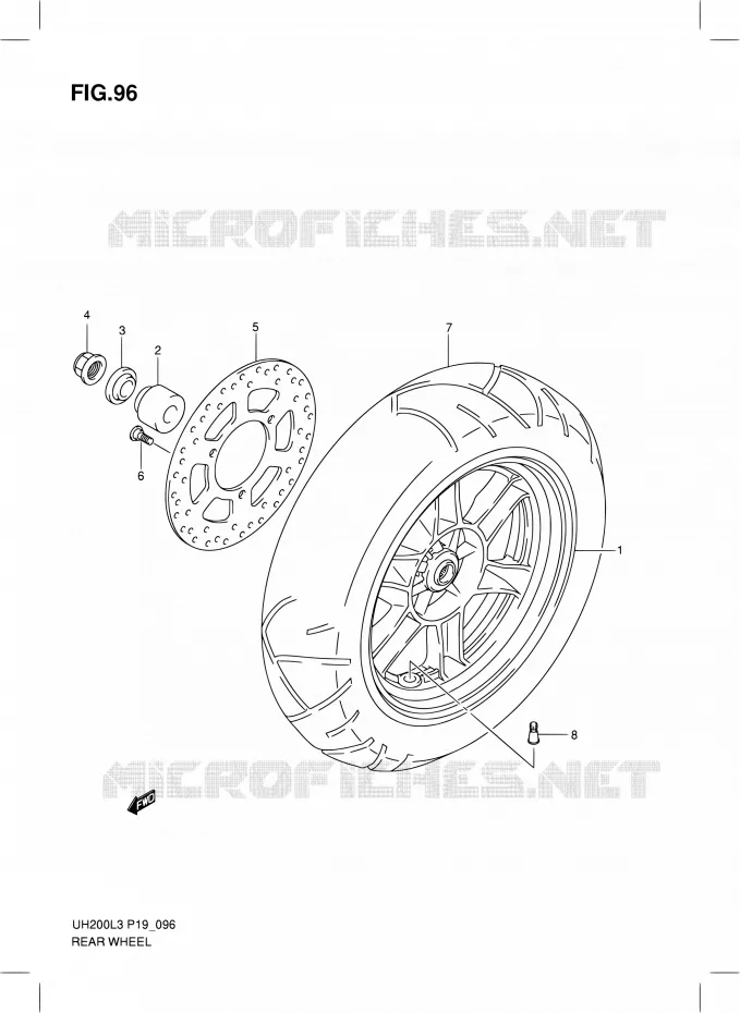 ROUE ARRIERE (UH200L3 P19) Suzuki SCOOTER 200 BURGMAN 2013  UH200 L3/UH200Z L3 (P19)