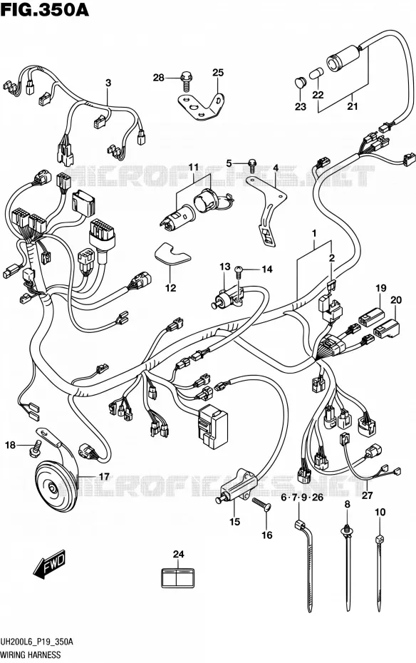 FAISCEAU ELECTRIQUE (UH200L6 P19) Suzuki SCOOTER 200 BURGMAN 2016  UH200 L6 (P19)