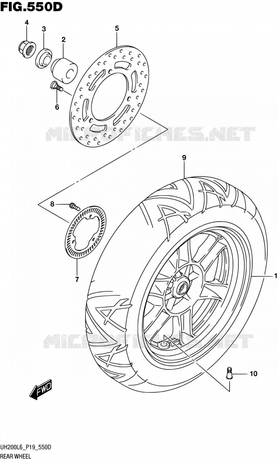 ROUE ARRIERE (UH200AL6 P19) Suzuki SCOOTER 200 BURGMAN 2016  UH200 L6 (P19)