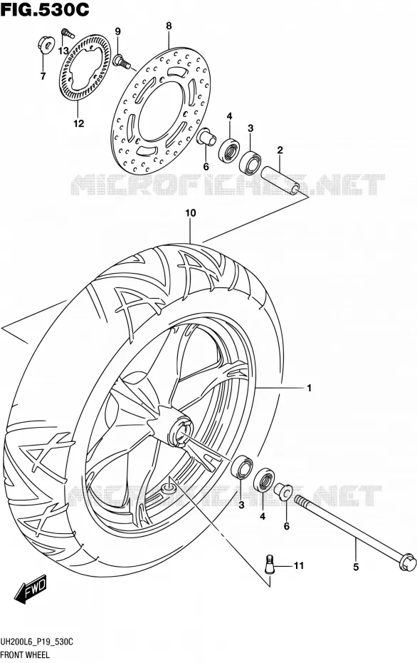 ROUE AVANT (UH200AL6 P04) Suzuki SCOOTER 200 BURGMAN 2016  UH200 L6 (P19)