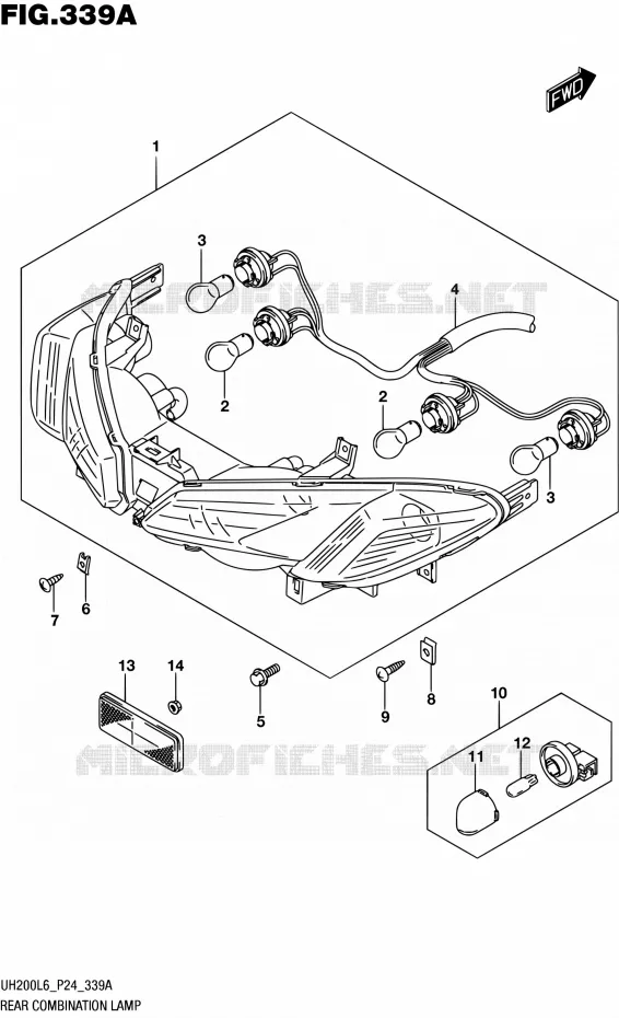 ENSEMBLE FEU ARRIERE Suzuki SCOOTER 200 BURGMAN 2016  UH200 L6 (P24)